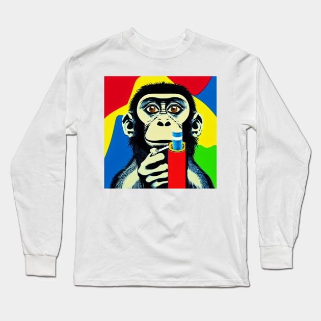 Colorful smoking monkey Long Sleeve T-Shirt by O.M design